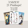 ANIME PUSHUPS POSTER -Digital Download- 21 Pushups! 3 Download Sizes! (Anime Workout) - Image 2