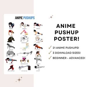 ANIME PUSHUPS POSTER -Digital Download- 21 Pushups! 3 Download Sizes! (Anime Workout)